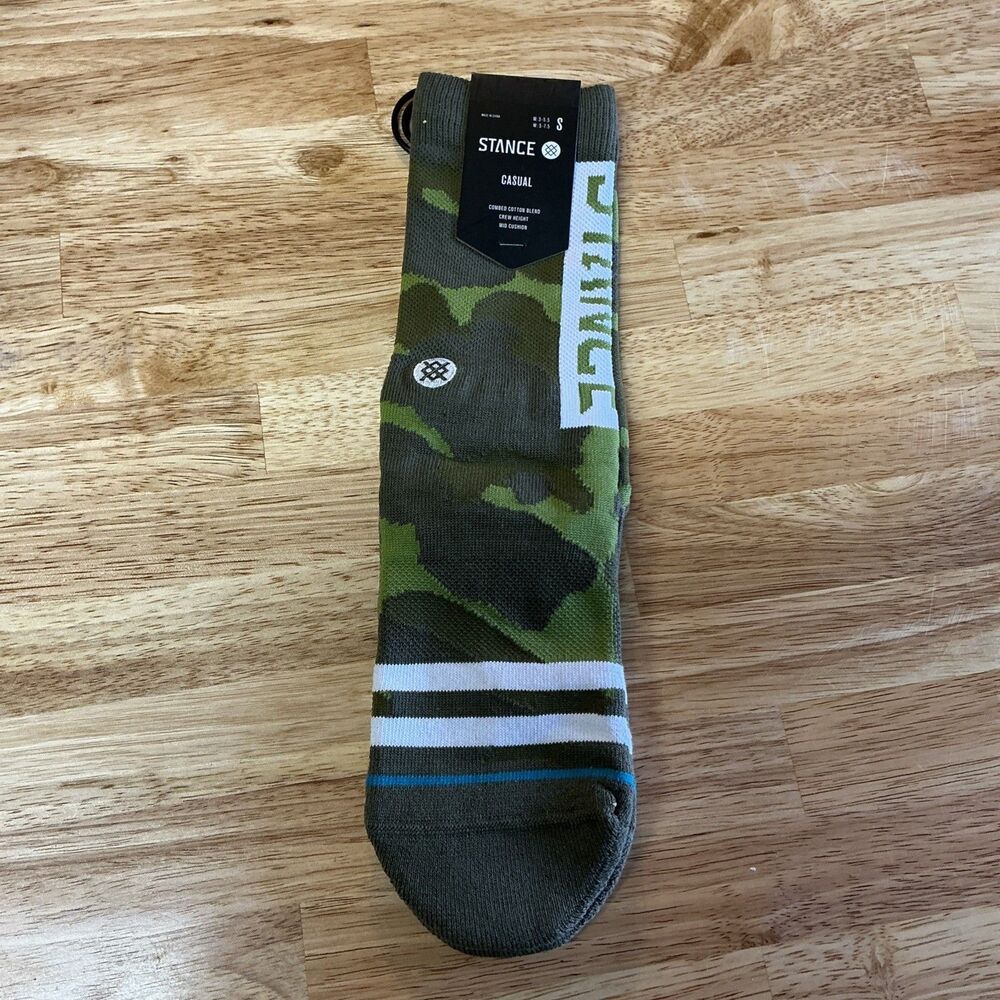 Stance Casual OG Crew Socks, Camo Size Small, 3-5.5, Crew Height Mid Cushion
